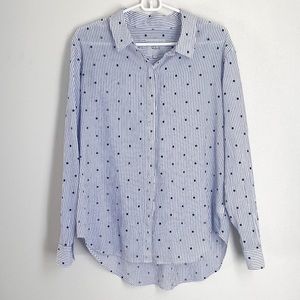 Rails Taylor Dot & Stripe Print Shirt Blue Large